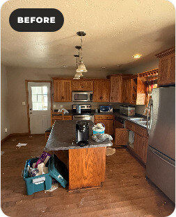 Algoma farmhouse kitchen before clean-out and renovation.