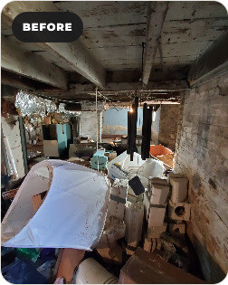 Green Bay basement before the debris and clutter were removed.