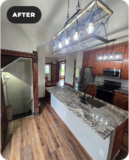 Janesville kitchen after renovation with updated finishes and modern layout.